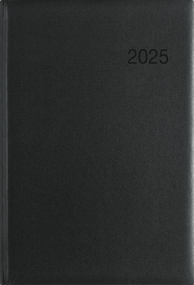 Wochenbuch schwarz 2025 - Bürokalender 14,6x21 cm - 1 Woche auf 2 Seiten - mit Eckperforation - Notizbuch - Wochenkalender - 766-0020