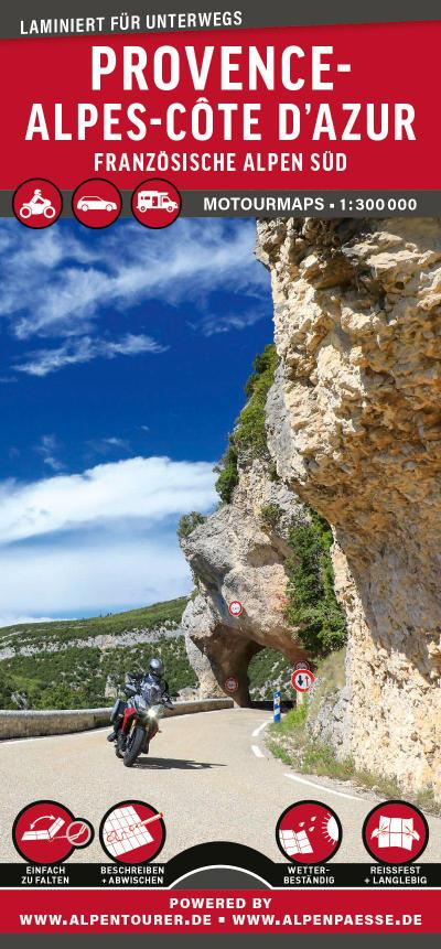 MoTourMaps Provence-Alpes-Côte d’Azur (Französische Alpen Süd) Auto- und Motorradkarte 1:300.000