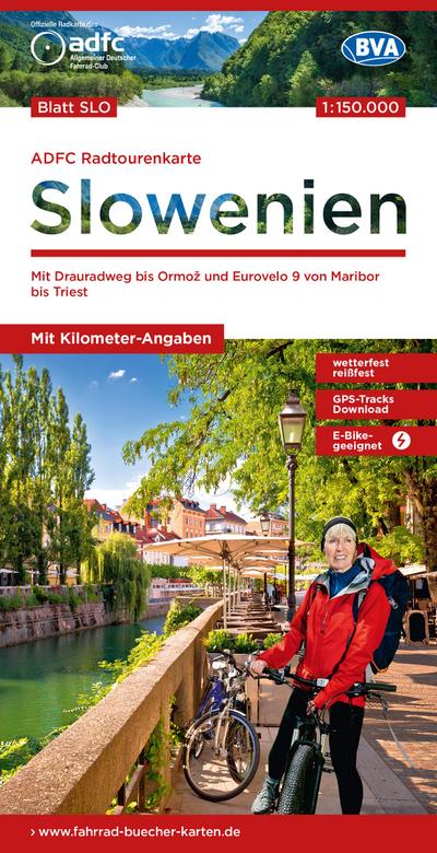 ADFC-Radtourenkarte SLO Slowenien 1:150.000, reiß- und wetterfest, E-Bike geeignet, GPS-Tracks Download, mit Kilometer-Angaben