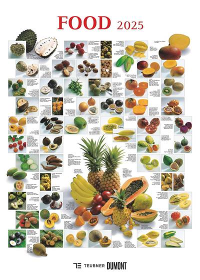 Food 2025 - Bildkalender 50x70 cm - mit kurzen Beschreibungen zu den Obst- und Gemüsesorten - Küchenkalender - Dumont - Posterkalender